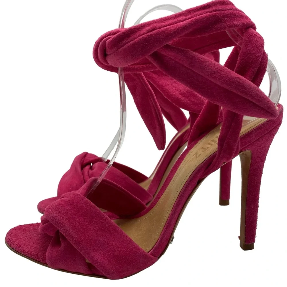 Schutz Womens Shoes 7.5 Monia Heels Pink Leather Party Night Out Feminine Sandal